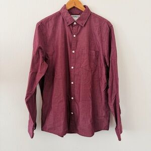 Express Men’s Classic Soft Wash Button Down Long Sleeve Shirt Burgundy Red